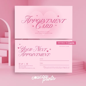 Szablon karty przypomnienia o wizycie, niestandardowy projekt karty następnej wizyty, karta następnej wizyty w salonie kosmetycznym, wizytówka na wizytę w salonie rzęs Canva - luty