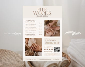 Modello di volantino per estetista, volantino per spa e benessere, volantino per servizi di cura della pelle, volantino per salone di bellezza, volantino Hydrafacial per Instagram Canva, Elle