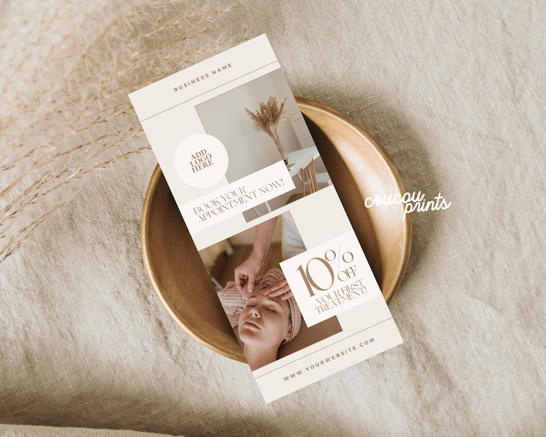 Editable Business Rack Card Flyer Canva Template, One Page Marketing Flyer, Esthetician Flyer, Canva Thin Flyer, Beauty Salon Flyer, Elle image 4