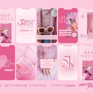 Pink Instagram Story Templates, Editable Canva Instagram Stories, DIY Quotes for Instagram, Instagram Story Designs, Ig Template Pack, Feb