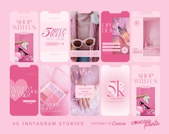 Pink Instagram Story Templates, Editable Canva Instagram Stories, DIY Quotes for Instagram, Instagram Story Designs, Ig Template Pack, Feb