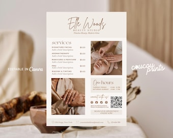 Esthetician Flyer Template, Spa And Wellness Flyer, Skin Care Services Flyer, Beauty Salon Flyer, Instagram Hydrafacial Flyer Canva, Elle