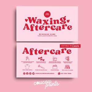 Wachs Nachsorge Karte Vorlage, Wachs Pflegeanleitung, Wachs Nachsorge Karte, Haarwachs Pflege Karte, Schönheitssalon Business Care Karte Canva, Sofi