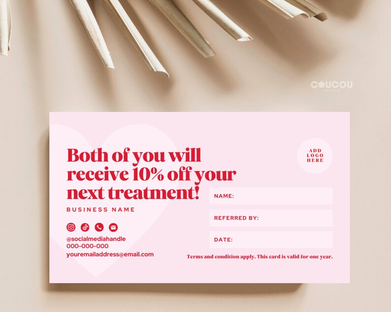 Printable Referral Card Template, Refer a Friend Card, Custom Loyalty ...
