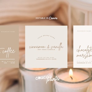 Candle Label Editable Template, Custom Candle Labels Design, Printable Minimal Candle Tin Label Template, DIY Candle Sticker Printable, Elle