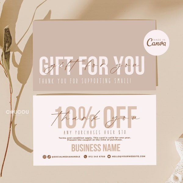 Editable Coupon Card Canva Template, Printable Business Promo Card, Business Marketing Card Promotional, Esthetician Discount Card - Luna