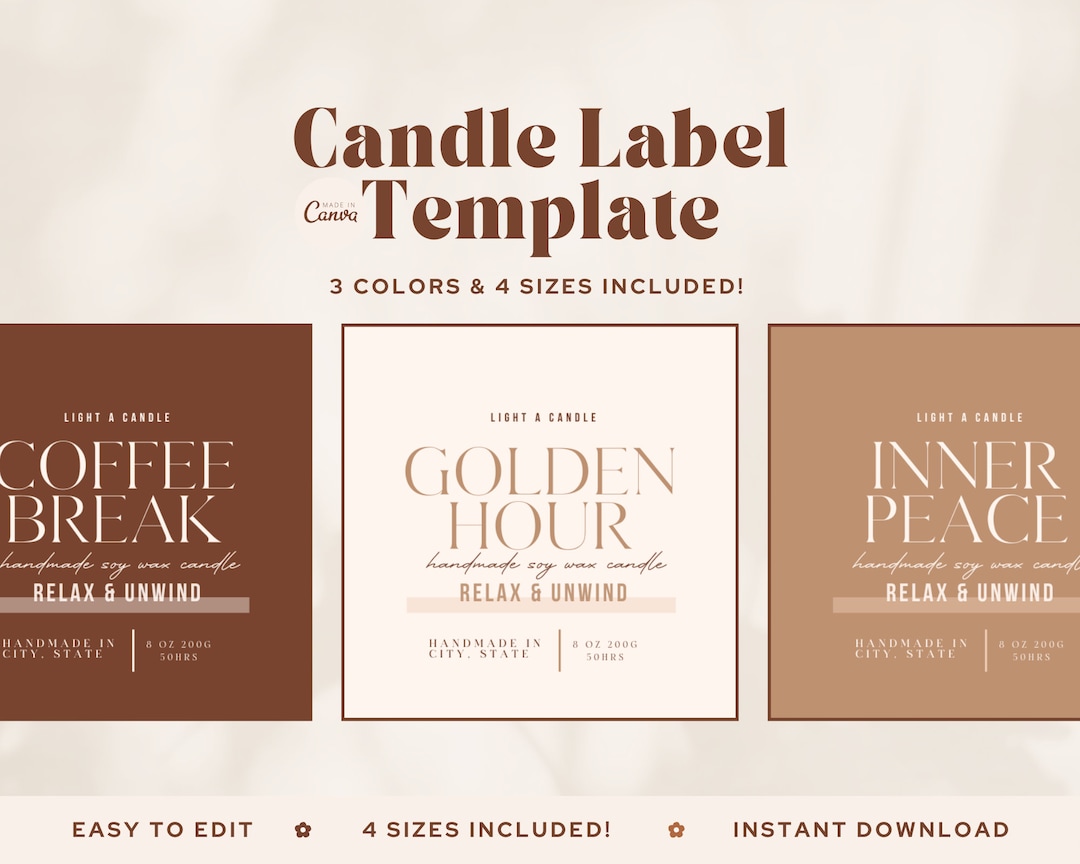 Editable Candle Label Template, Custom Candle Labels Design, Printable ...