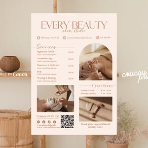 Esthetician Flyer, Esthetician Brochure Template, Premade Facial Treatment Flyer, DIY Flyer Template Design, Body Treatment Flyer Canva, Ery