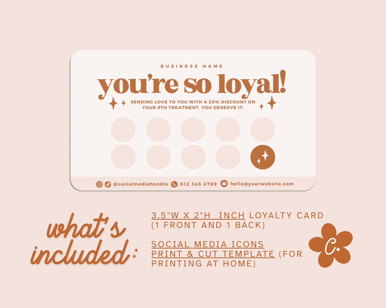 Retro Loyalty Card Template Canva, Printable Rewards Card Design, DIY ...