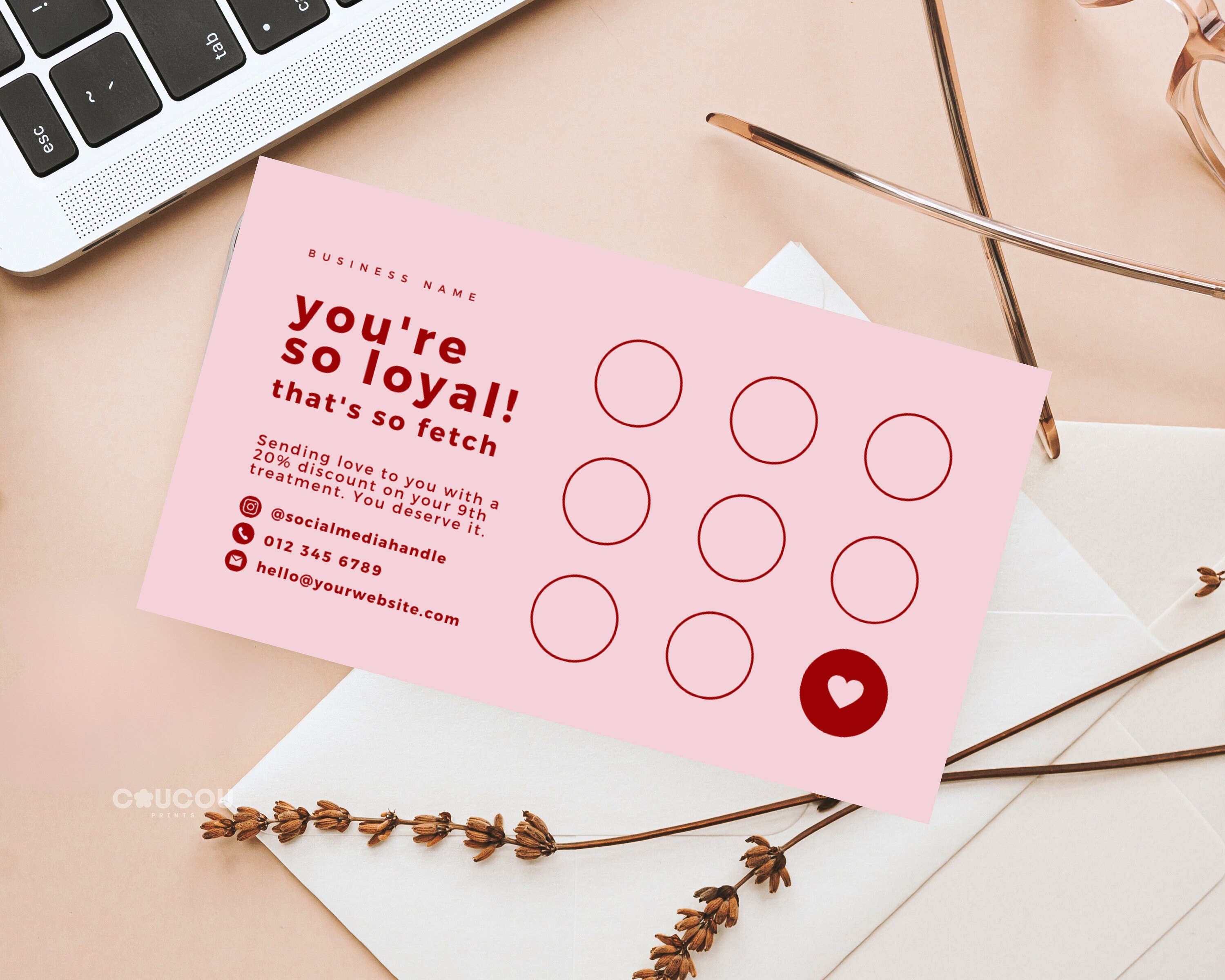 Loyalty Card Template Editable, Pink Loyalty Rewards Card Design, DIY ...