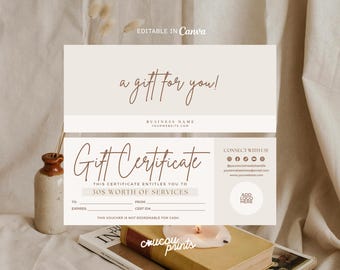 Editable Gift Certificate Template, Printable Gift Voucher, Modern Gift Certificate, Editable Gift Card, Beauty Spa Gift Coupon Canva - Elle