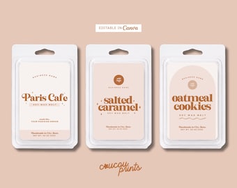 Modern Wax Melt Label Template, Boho Custom Wax Tart Label Design, Pre Designed Clamshell Wax Label, Editable Wax Melt Sticker Canva - Daisy