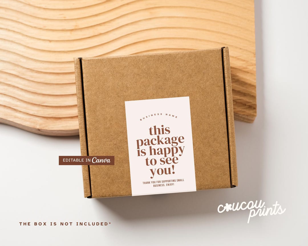 Box Seal Label Design Canva, Custom Box Label Template, DIY Printable ...