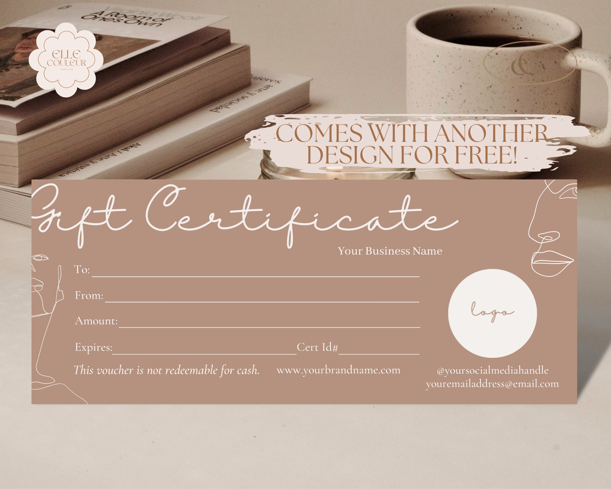 Brown Business Gift Certificate Template Printable Editable - Etsy