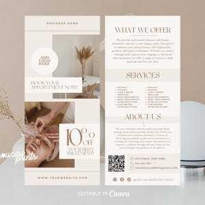 Bewerkbare Canva-sjabloon voor visitekaartjesflyer, marketingflyer met één pagina, schoonheidsspecialiste, dunne canva-flyer, schoonheidssalon-flyer, Elle