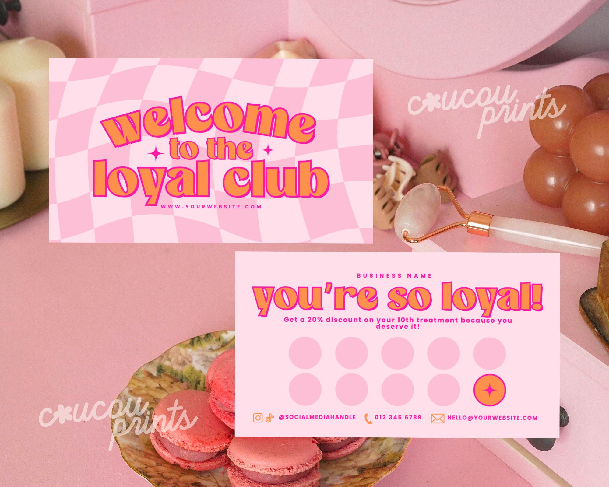 Retro Loyalty Card Template Canva, Printable Rewards Card Design, DIY ...