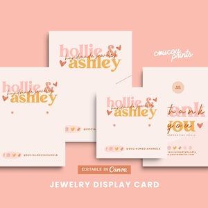 Jewelry Display Card Template, Printable Earring Card, Editable Necklace Display Card, Earring Package Template, Jewelry Packaging - Suny
