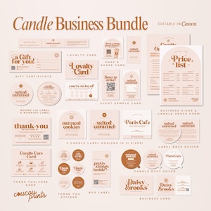 Candle Business Bundle, bearbeitbares Starterkit für die Kerzenherstellung, DIY-Kerzenbranding, druckbares Kerzenetikettendesign, Kerzenverpackung | Gänseblümchen