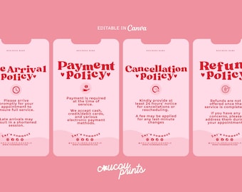 Booking Policy Template Canva, Instagram Story Payment Policy, Refund and Cancellation Policy, Salon Business Terms and Conditions, Sofi