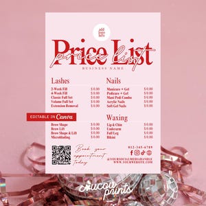 Printable Price List Template Canva, Editable Payment Sign, Hair Salon Pricing Guide, Instagram Story Price List, DIY Price Sheet - Cloud