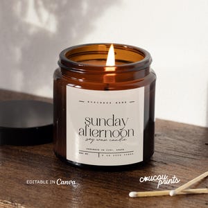 Minimalist Candle Label Designs Editable, Printable Candle Labels Template, Custom Candle Jar Label, DIY Editable Candle Sticker Canva - Bri