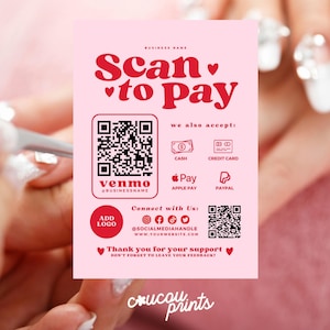 Editable Scan to Pay Template, Printable QR Code Sign, Accepted Payment Sign, CashApp PayPal Venmo Payment Sign, Digital Payment Canva, Sofi