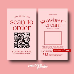 Candle Scent Card Template, Editable Candle Sample Card, Fragrance Smell Card, Small Business Candle Sample Package Insert Card Canva, Berry