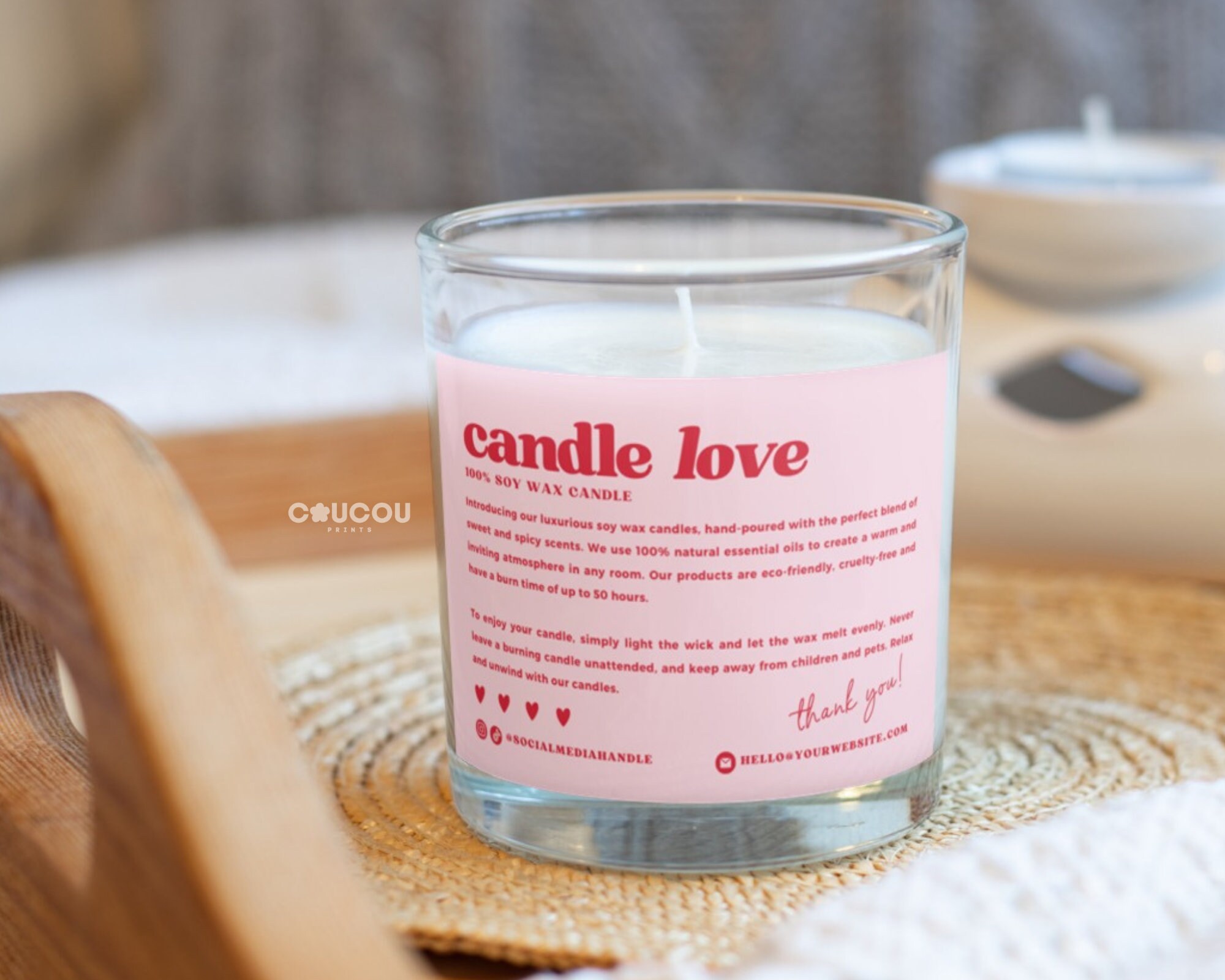Printable Pink Candle Label Template, Custom Candle Labels Design ...