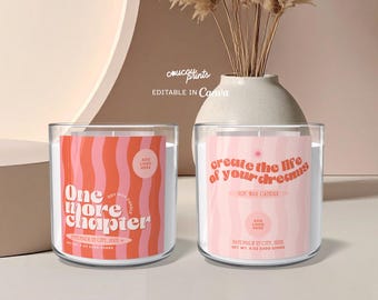 Printable Retro Candle Label Template, Custom Candle Labels Design, Groovy Candle Jar Label Template,  DIY Candle Sticker Editable | Tati