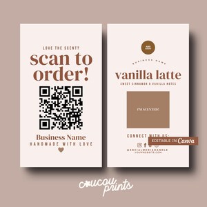 Candle Scent Sampler Card Canva Template, Editable Wax Melt Tester Card, Printable Candle Sample Cards, Wax Melt Fragrance Smell Card, Latte