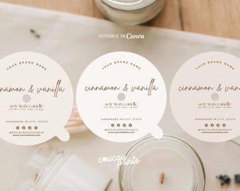 Candle Dust Cover Template, Printable Candle Label Canva, Editable Dust Cover Design, DIY Candle Dust Covers Circle & Square, Canva | Elle