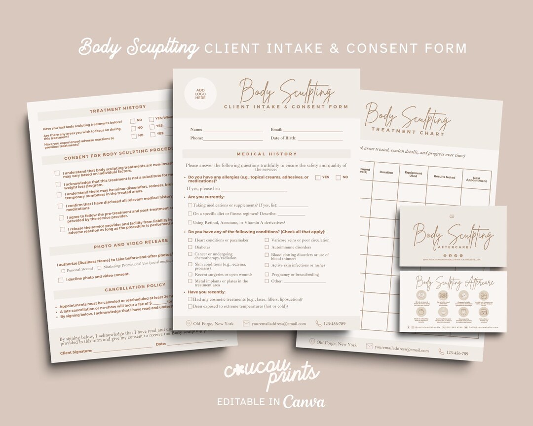 Body Sculpting Intake Forms, Body Contouring Consultation Consent, Body ...