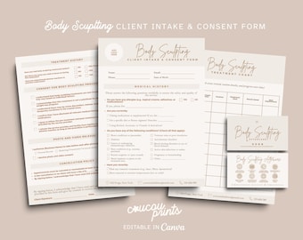 Body Sculpting Intake Forms, Body Contouring Consultation Consent, Body Shaping Treatment, Med Spa Forms, Client Intake Forms Canva, Elle