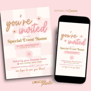 Business Invitation Template, Grand Opening Flyer Invitation, Event Party Flyer, Promo Photo Website Launch, Digital You&#39;re Invited, Sky