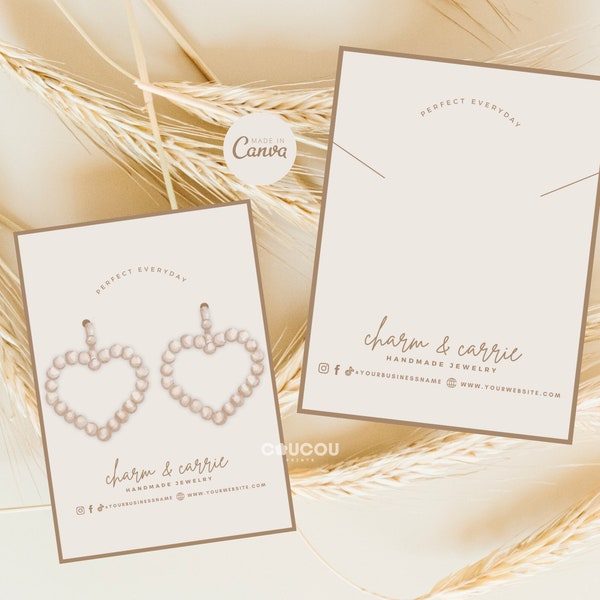 Editable Minimal Jewelry Display Card, Necklace Display Card, Printable Earrings Tag, Earring Packaging, Jewellery Business Template, Elle