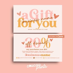 Modelo de cartão de cupom editável, cartão de cupom comercial Canva, cartão de marketing comercial para impressão, cartão promocional de desconto para esteticista - Suny