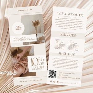 Editable Business Rack Card Flyer Canva Template, One Page Marketing Flyer, Esthetician Flyer, Canva Thin Flyer, Beauty Salon Flyer, Elle image 2