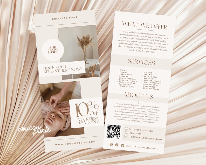 Editable Business Rack Card Flyer Canva Template, One Page Marketing Flyer, Esthetician Flyer, Canva Thin Flyer, Beauty Salon Flyer, Elle image 2