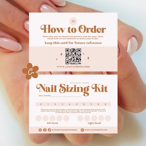Press On Nails Template Card, Printable False Nail Sizing Kit Design, DIY Artificial Nails Sizing Chart, How To Measure your Nail, Daisy