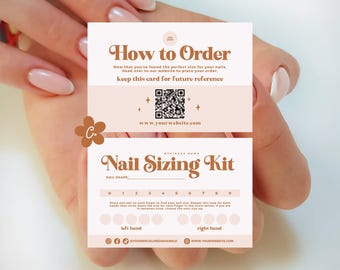 Press On Nails Template Card, Printable False Nail Sizing Kit Design, DIY Artificial Nails Sizing Chart, How To Measure your Nail, Daisy
