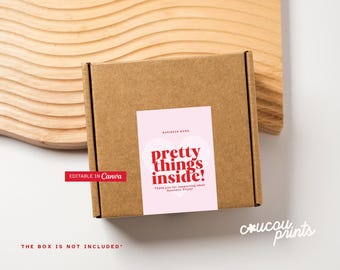 Box Label Template Canva, Editable Box Seal Label Design, Custom Branded Packaging Box Seal Label, Package Label Sticker Printable - Remi