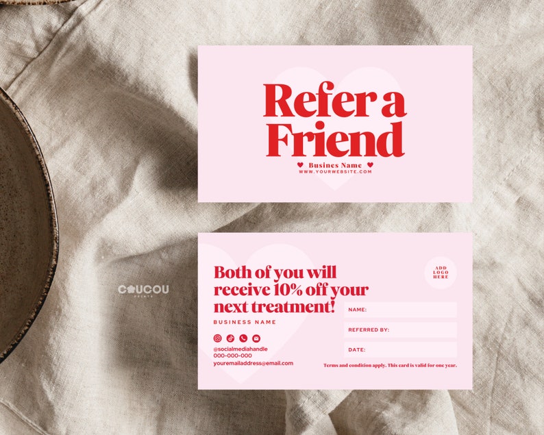 Printable Referral Card Template, Refer a Friend Card, Custom Loyalty ...
