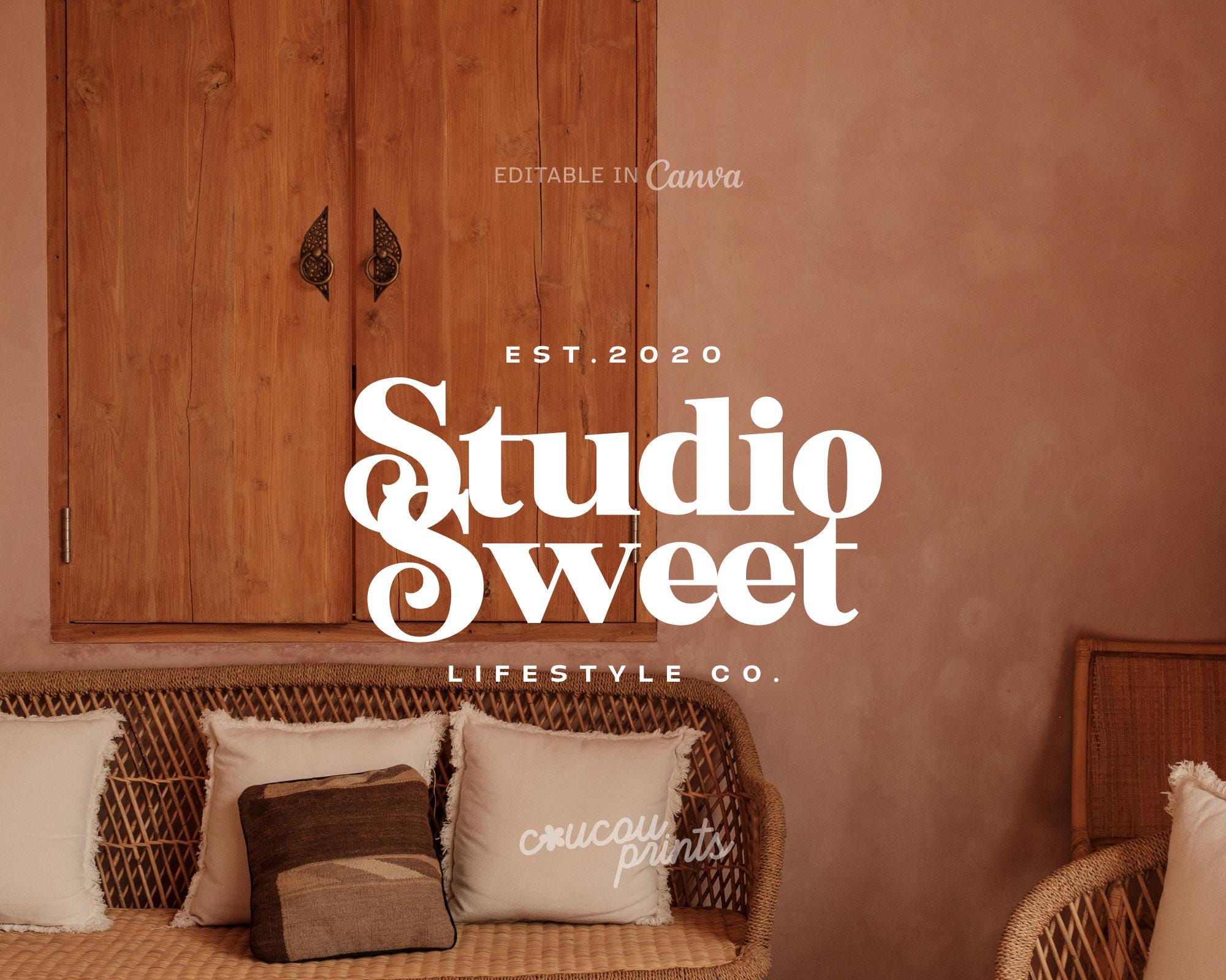 Editable Boho Logo Canva Template, DIY Logo Design, Fun Retro Logo ...