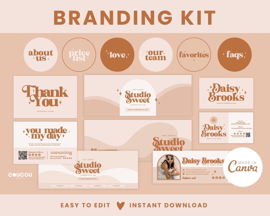 Editable Branding Kit Canva Template, DIY Branding Package, Business ...