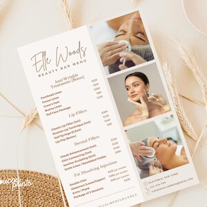 Aesthetic Price List Design Templates, Beauty Salon Botox Lip Filler Fat Removal Menu Catalog, Nurse Injector Price, MedSpa Price Menu, Elle image 2