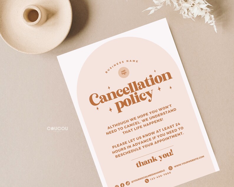 Editable Cancellation Policy Template, Retro Cancellation Spa Policies ...