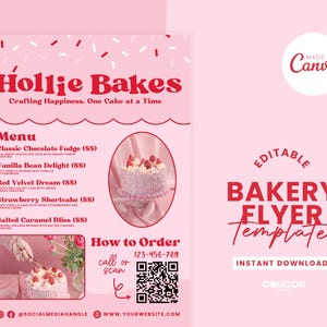 Pink Bakery Marketing Flyer Canva Template, Gotowy Cupcake Cake Business Flyer, DIY Cookie Business Flyer, Baking Dessert Shop Flyer, Sofi