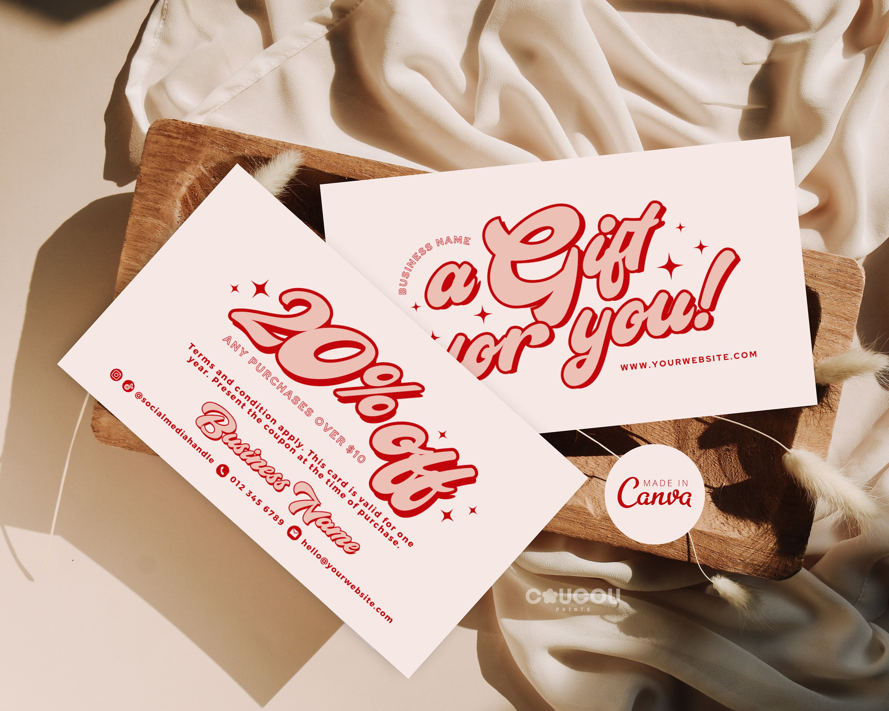 Retro Coupon Card Template, Printable Business Marketing Card ...