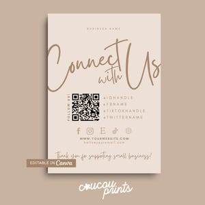 Social Media Sign Canva Vorlage QR-Code, bearbeitbar Let's Be Social Sign, DIY Follow Like Tag, druckbare Vorlage für kleine Unternehmen - Tofi