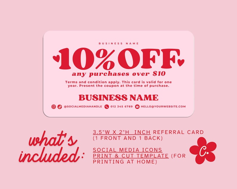 Editable Coupon Card Canva Template, Printable Business Promo Card ...